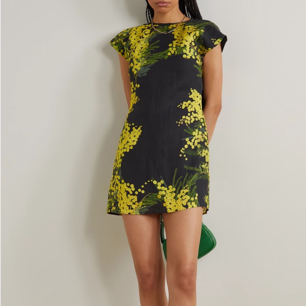 Bernadette anne open-back floral print linen mini dress